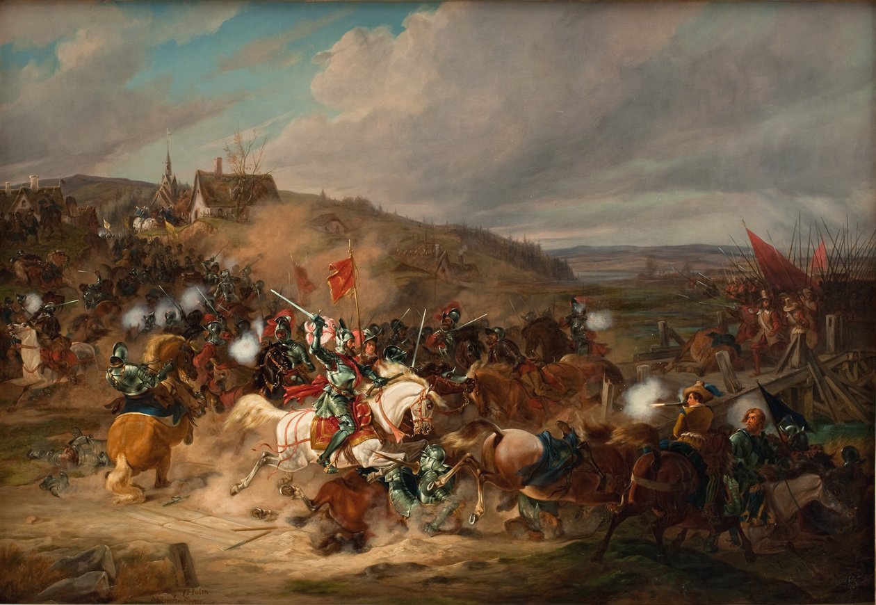 Daniel Rantzau bemächtigt sich der Tureby-Brücke in Schonen während des Siebenjährigen Krieges 1563-1570 von Christian Holm