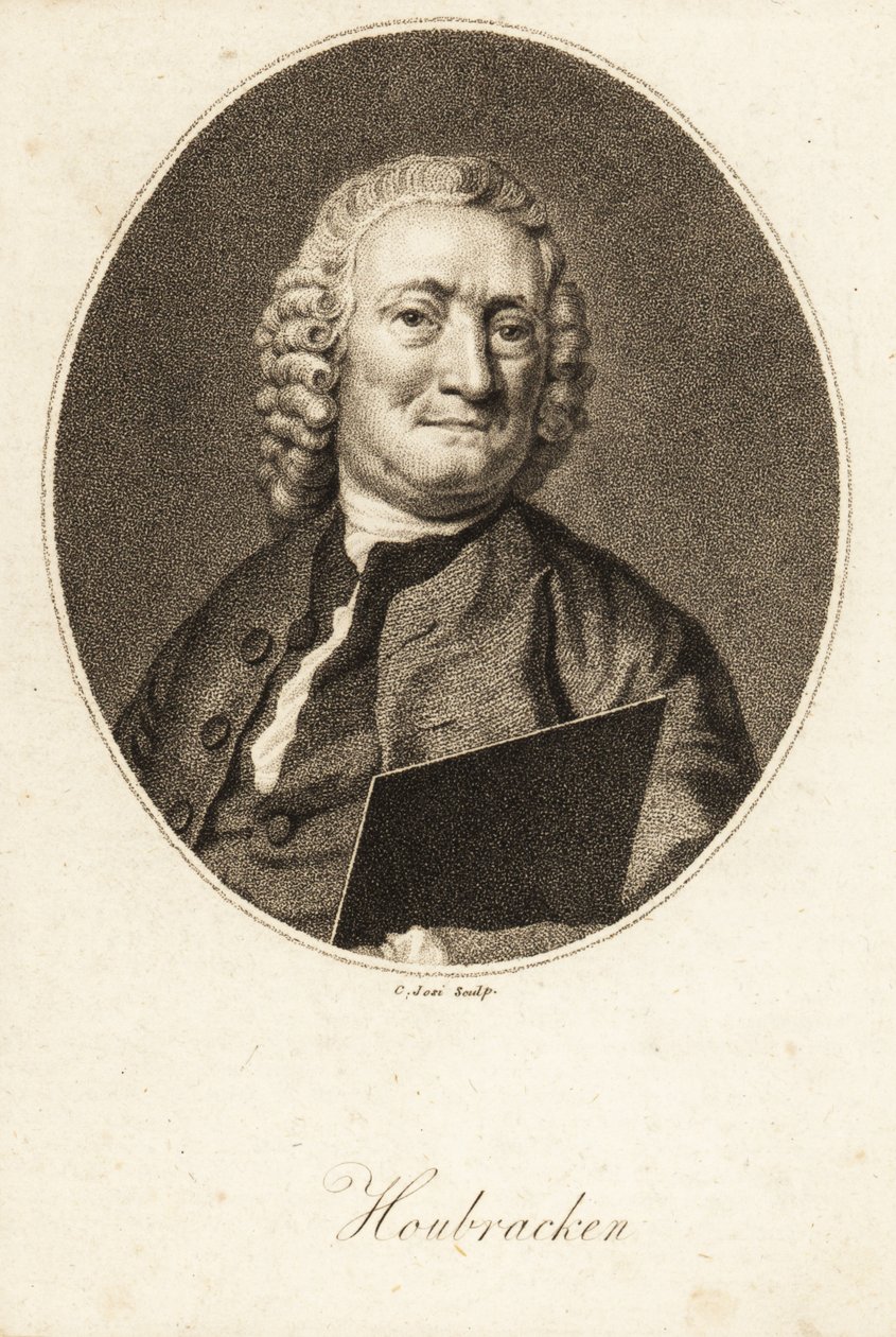 Ovales Porträt von Arnold Houbracken, niederländischer Maler und Biograf der Maler des Goldenen Zeitalters der Niederlande von Christian Josi