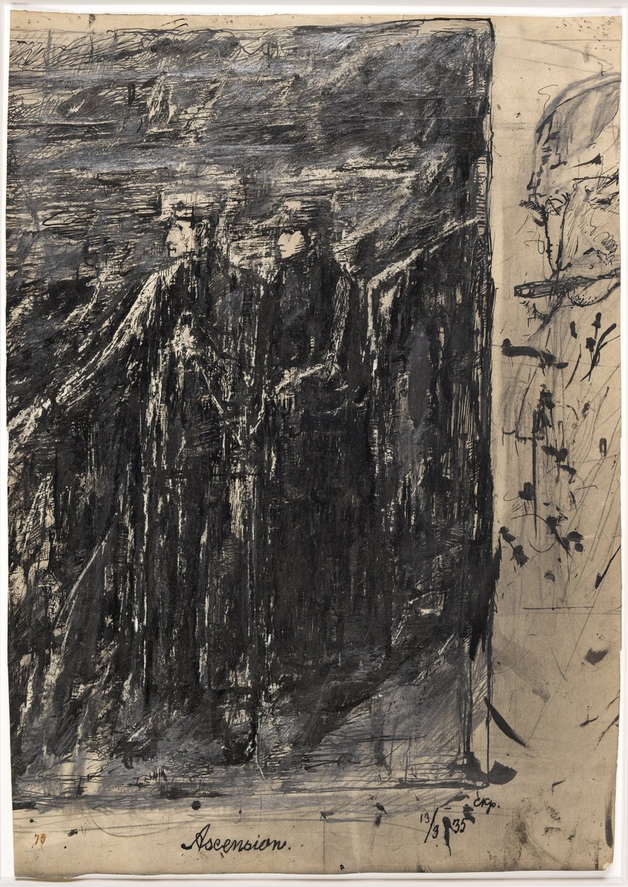 Himmelfahrt. Mann und Frau. Rechts Männerkopf mit Zigarre von Christian Kongstad Petersen