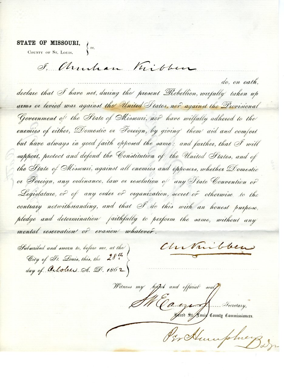 Treueeid von Christian Kribben aus Missouri, County of St. Louis von Christian Kribben
