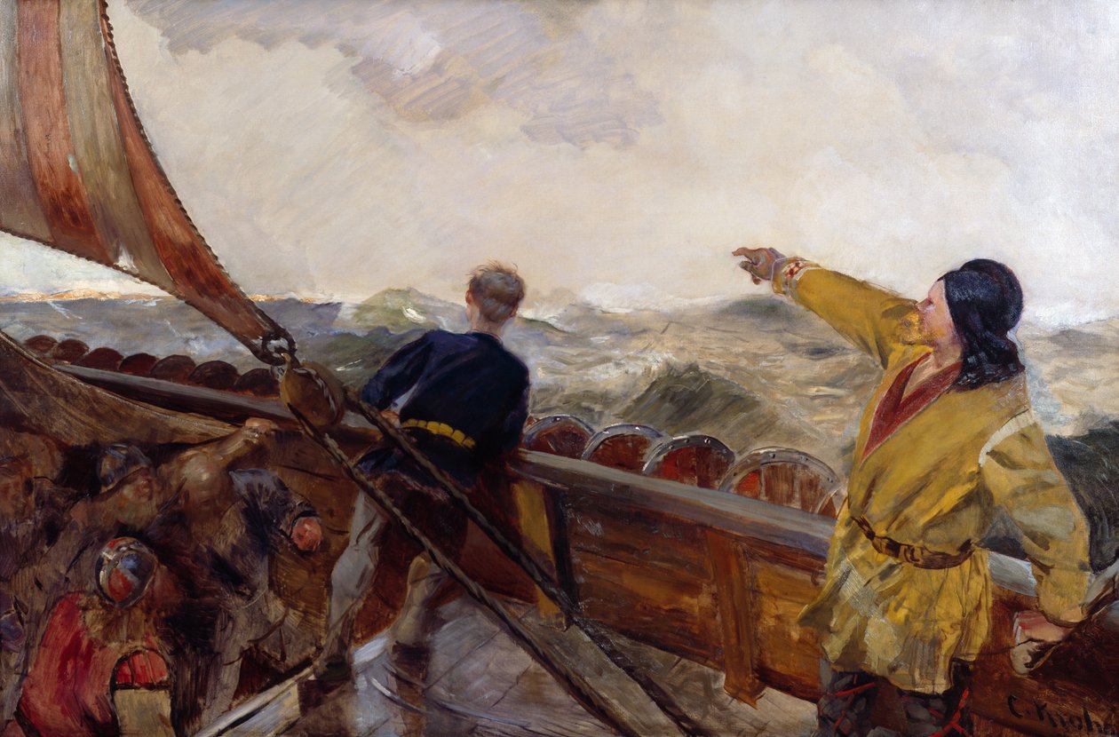 Leiv Eiriksson entdeckt Amerika von Christian Krohg