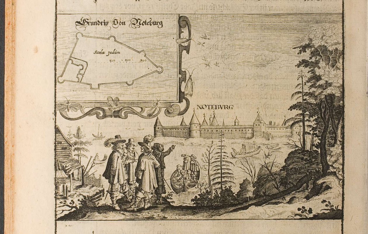 Nöteborg Illustration aus Reisen zum Großherzog von Moskau und zum König von Persien von Adam Ol von Christian Lorenzen Rothgiesser