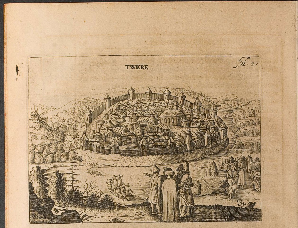 Twer Illustration aus Reisen zum Großherzog von Moskau und zum König von Persien von Adam Olearius von Christian Lorenzen Rothgiesser