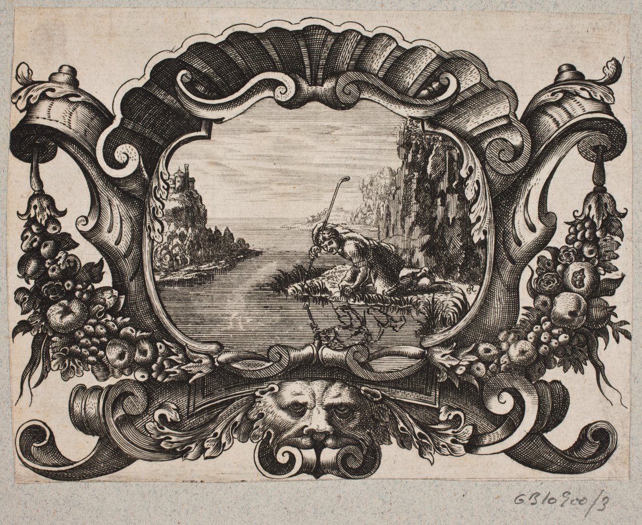 Emblem mit Hirte, der sich in einem See spiegelt von Christian Rothgiesser