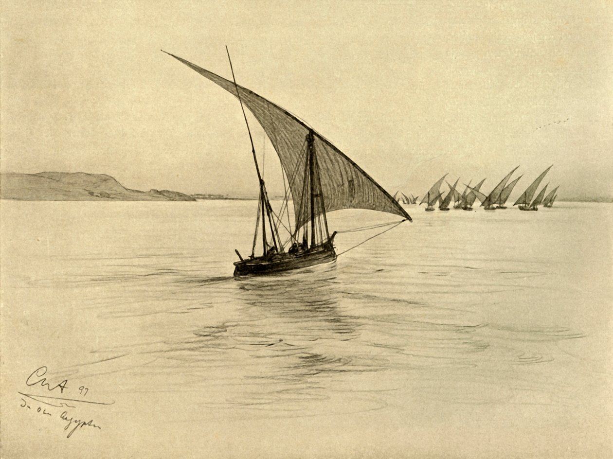Feluccas auf dem Nil, Kairo, Ägypten, 1898 von Christian Wilhelm Allers