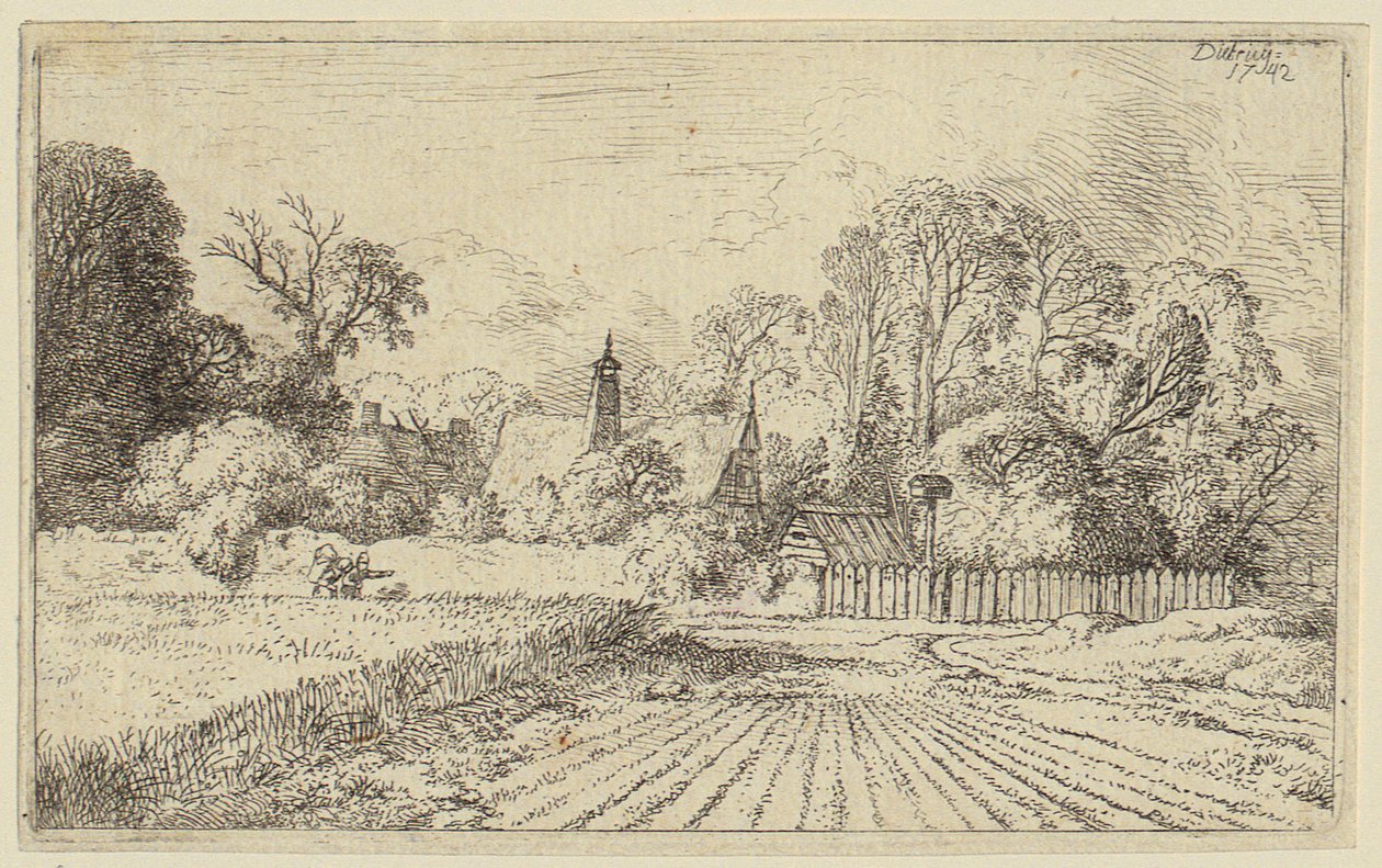 Ein Weg neben einem Kornfeld von Christian Wilhelm Ernst Dietrich