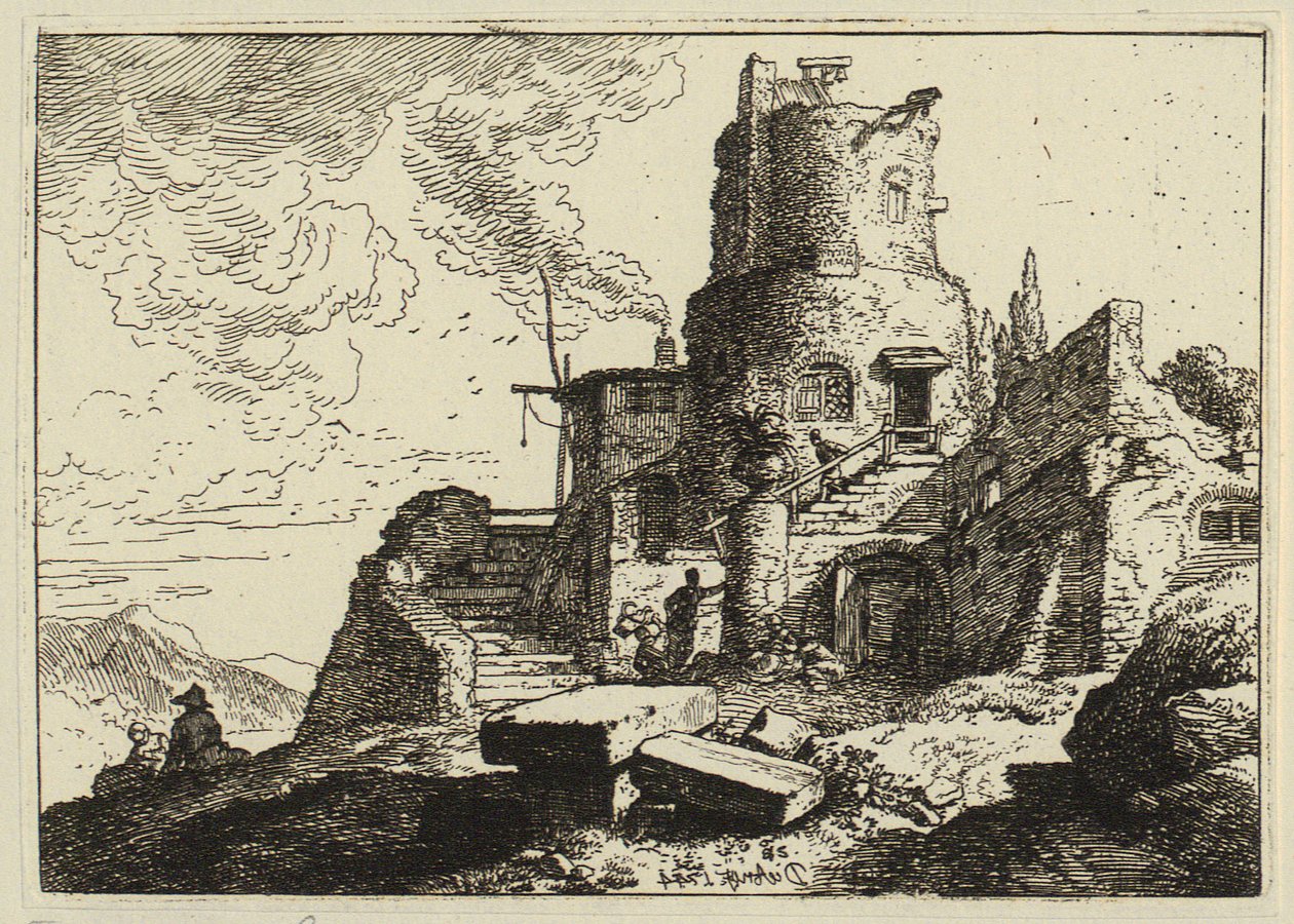 Eine Einsiedelei zwischen Felsen von Christian Wilhelm Ernst Dietrich
