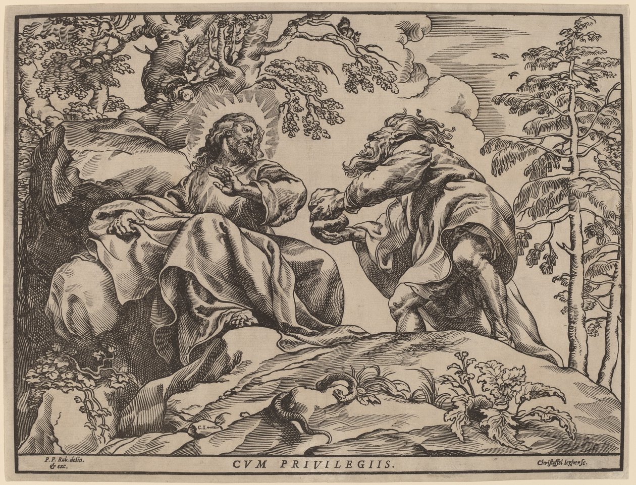 Die Versuchung Christi durch den Teufel von Christoffel Jegher after Sir Peter Paul Rubens