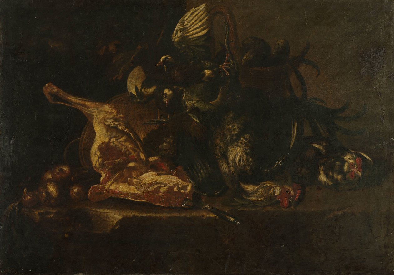 Stillleben mit Fleisch und toten Vögeln von Christoffel Puytlinck
