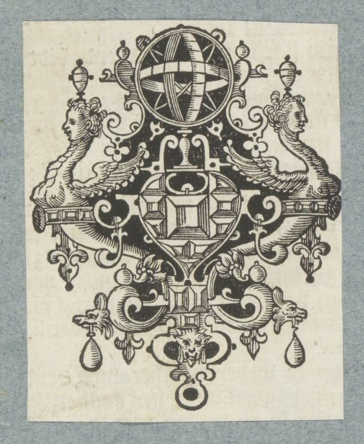 Ornament mit Edelsteinen und Himmelsglobus von Christoffel van Sichem (II) (possibly)