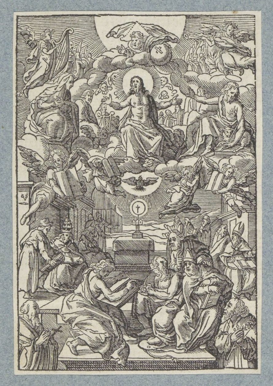 Streit zwischen den Kirchenvätern über das heilige Sakrament von Christoffel van Sichem (II)