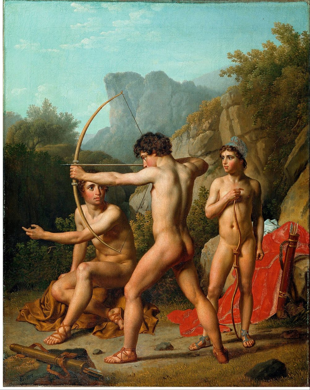 Drei spartanische Jungen beim Bogenschießen von Christoffer Wilhelm Eckersberg