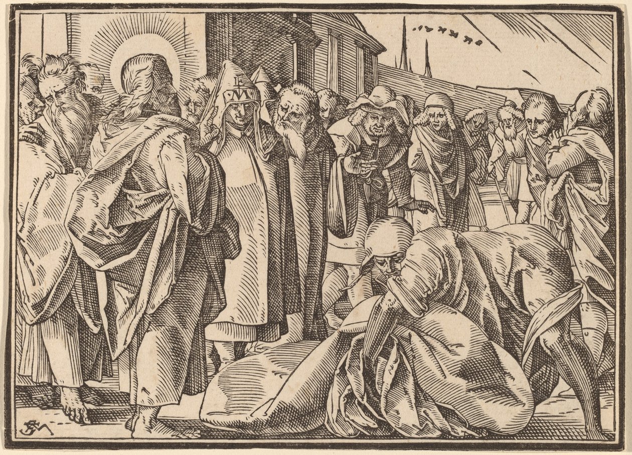 Der Gelähmte, geheilt von Christus, nimmt seine Matte auf von Christoph Murer