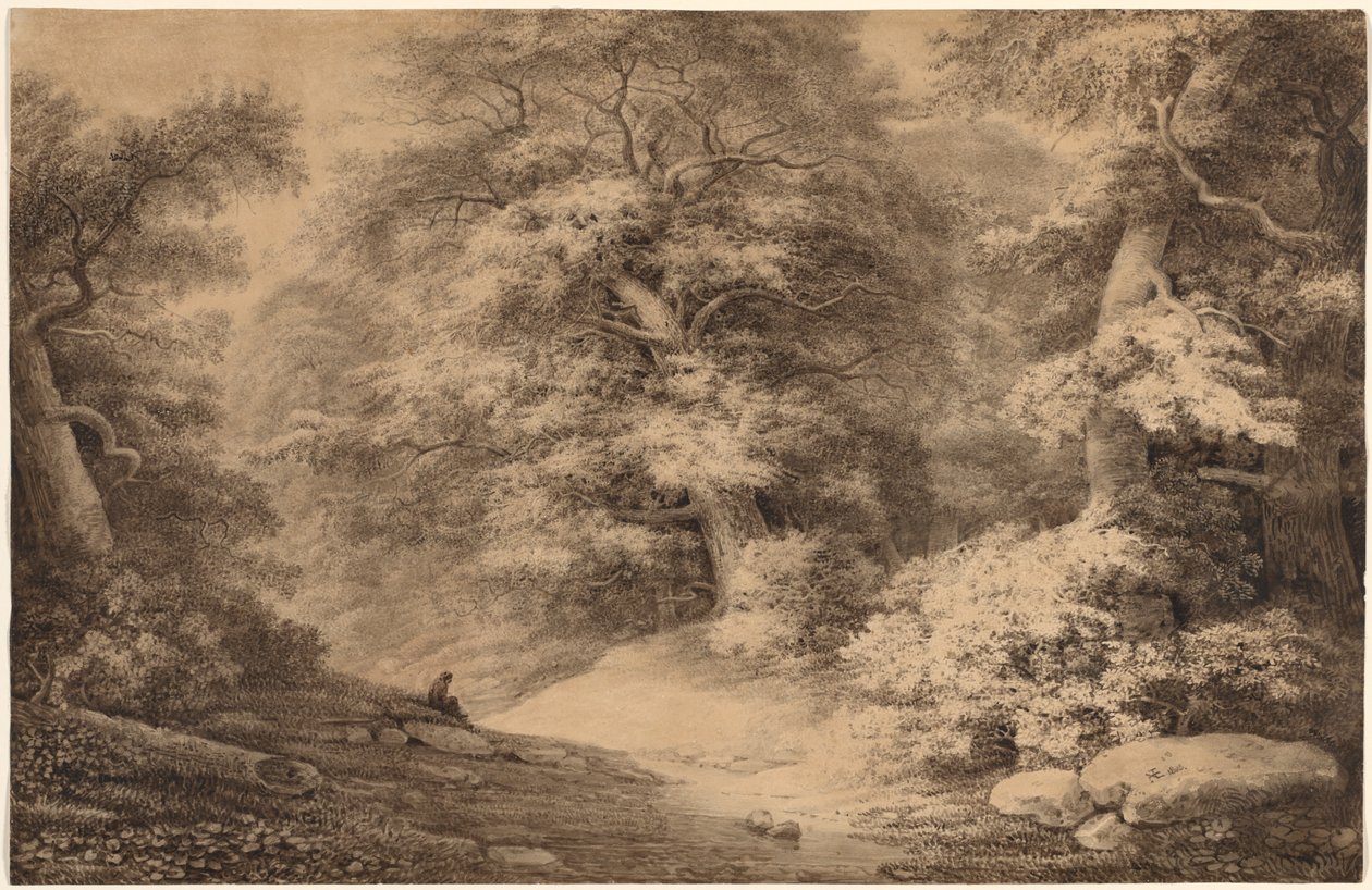 Ein Buchenwald mit einem ruhenden Reisenden, 1803 von Christoph Nathe