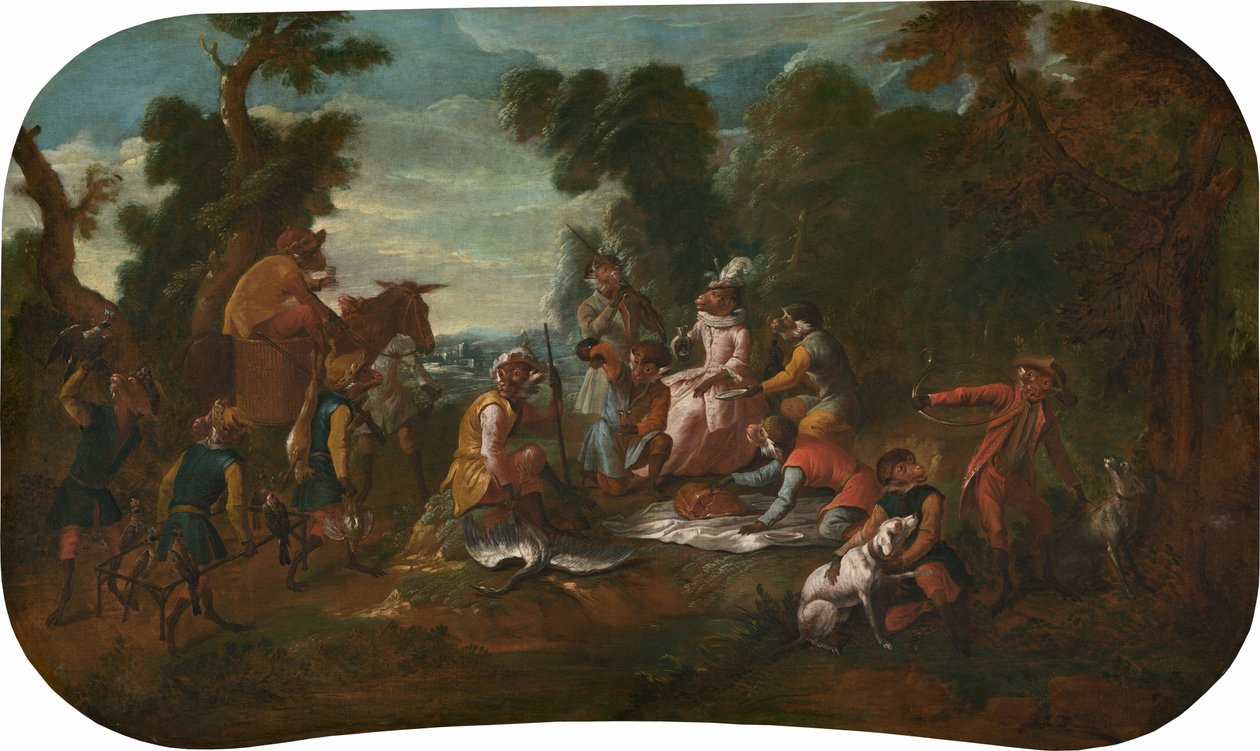 Singerie: Das Picknick, um 1739 von Christophe Huet