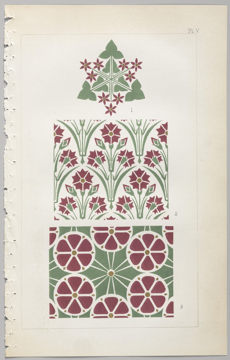 Die Kunst des dekorativen Designs: mit einem Anhang, der die Stunden des Tages angibt, zu denen Blumen öffnen, veröffentlicht von Day & Son, London, 1862 von Christopher Dresser
