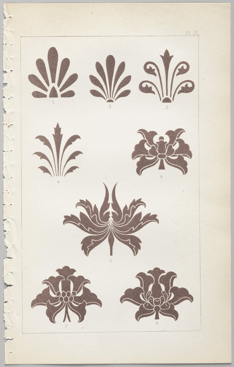 Die Kunst des dekorativen Designs: mit einem Anhang, der die Stunden des Tages angibt, zu denen Blumen öffnen, veröffentlicht von Day & Son, London, 1862 von Christopher Dresser