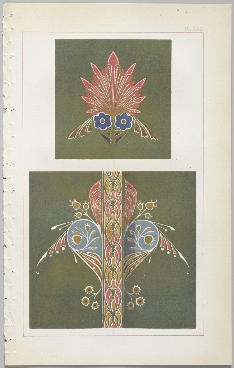 Die Kunst des dekorativen Designs: mit einem Anhang, der die Stunden des Tages angibt, zu denen Blumen öffnen, veröffentlicht von Day & Son, London, 1862 von Christopher Dresser