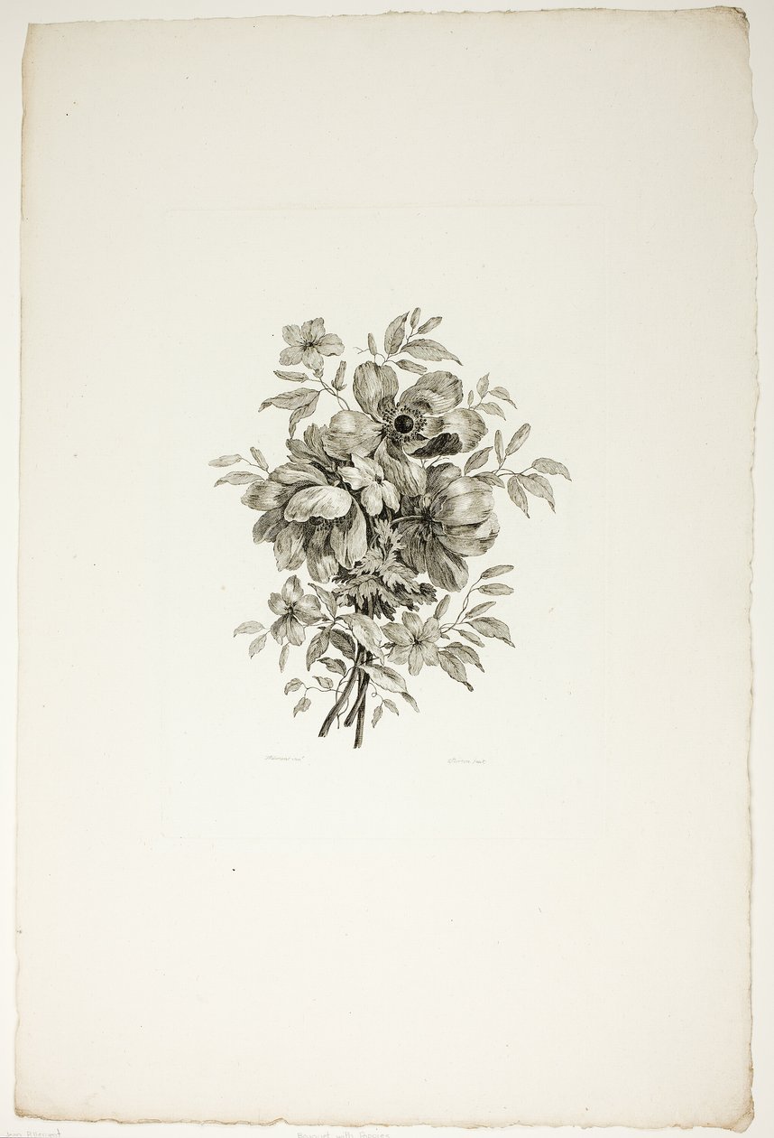 Blumenstrauß mit Mohnblumen, aus der Sammlung verschiedener Blumensträuße, erfunden und gezeichnet von Jean Pillement und graviert von P. C. Canot von Christopher Norton