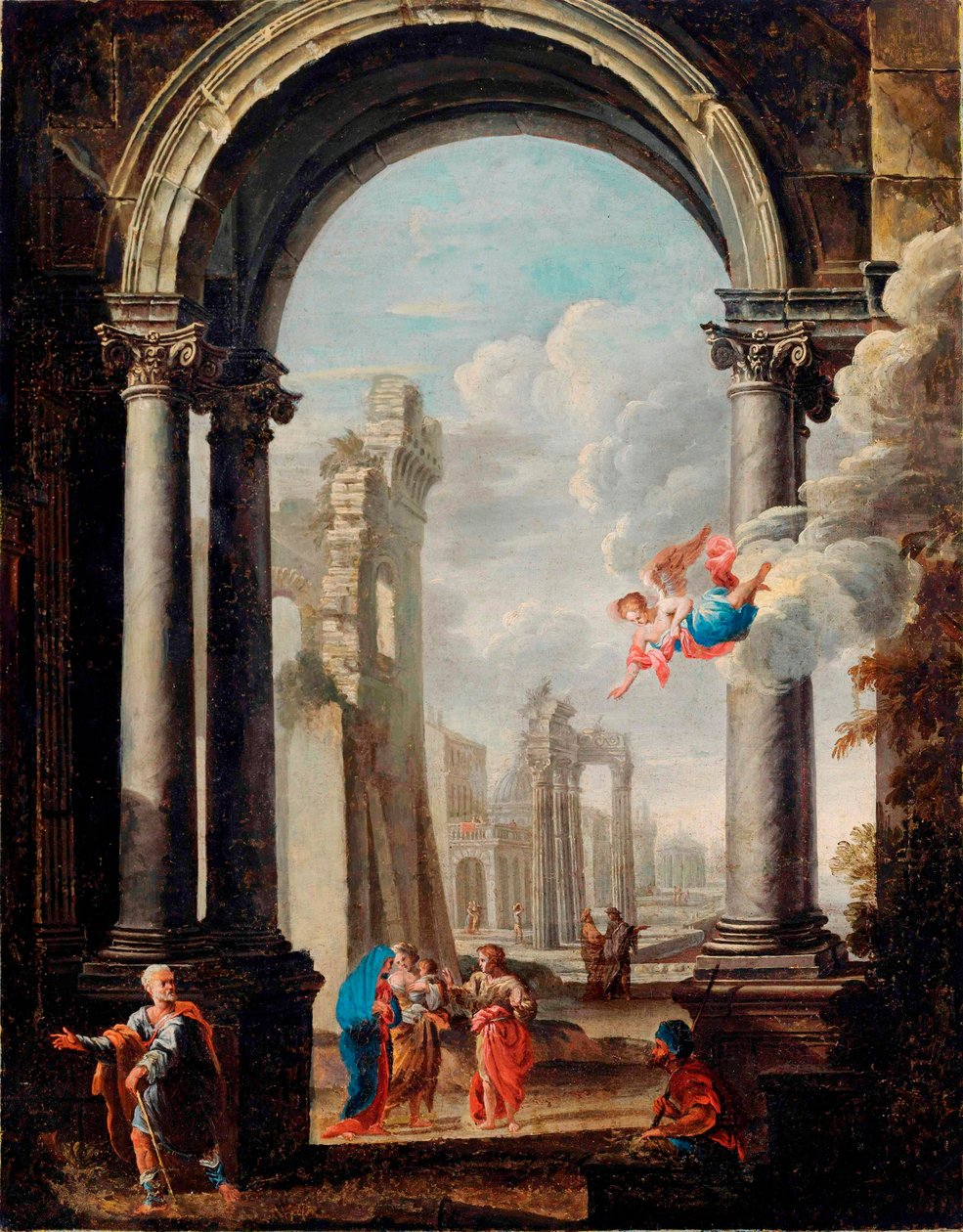 Architektonische Capriccio mit der Heiligen Familie von Viviano Codazzi