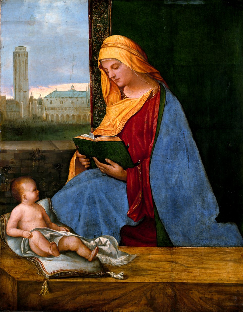 Die Jungfrau und das Kind mit Blick auf Venedig (Die Tallard Madonna) von circle of Giorgione