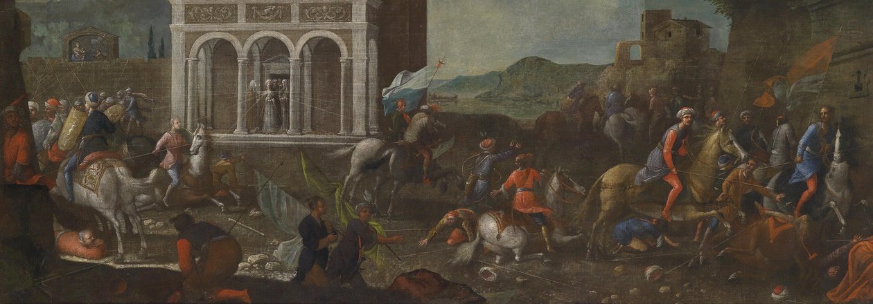 Die heilige Katharina von Siena verteidigt eine Stadt gegen die Türken von circle of Vittore Carpaccio