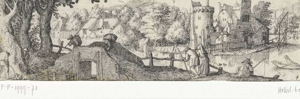 Ansicht eines Schlosses (Berufe und Ansichten in und um Amsterdam) von Claes Jansz. Visscher (II) (attributed to)