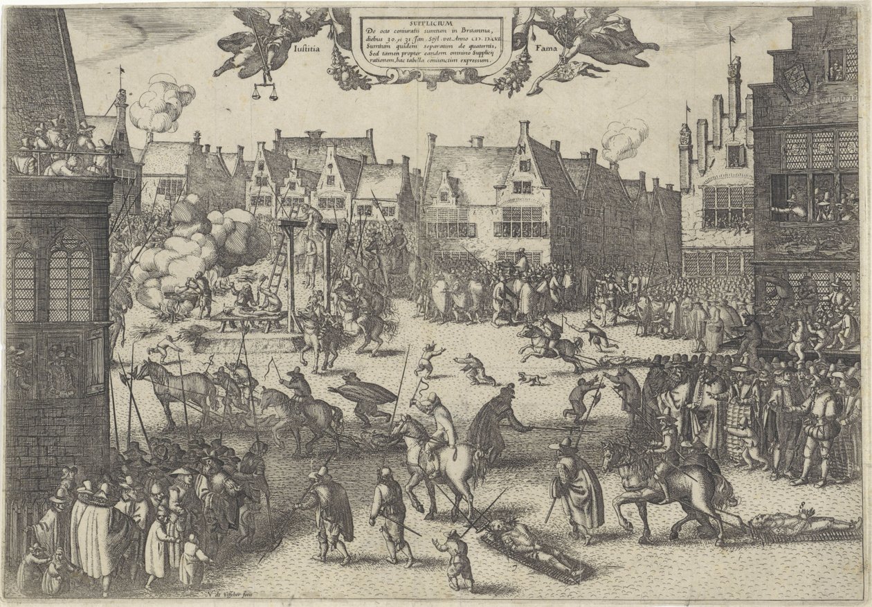 Hinrichtung der Verschwörer des Pulververschwörung, 1606 von Claes Jansz. Visscher (II)