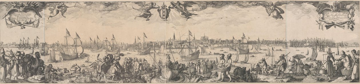 Profil von Amsterdam, gesehen vom IJ, bestehend aus zwei Teilen von Claes Jansz. Visscher (II)
