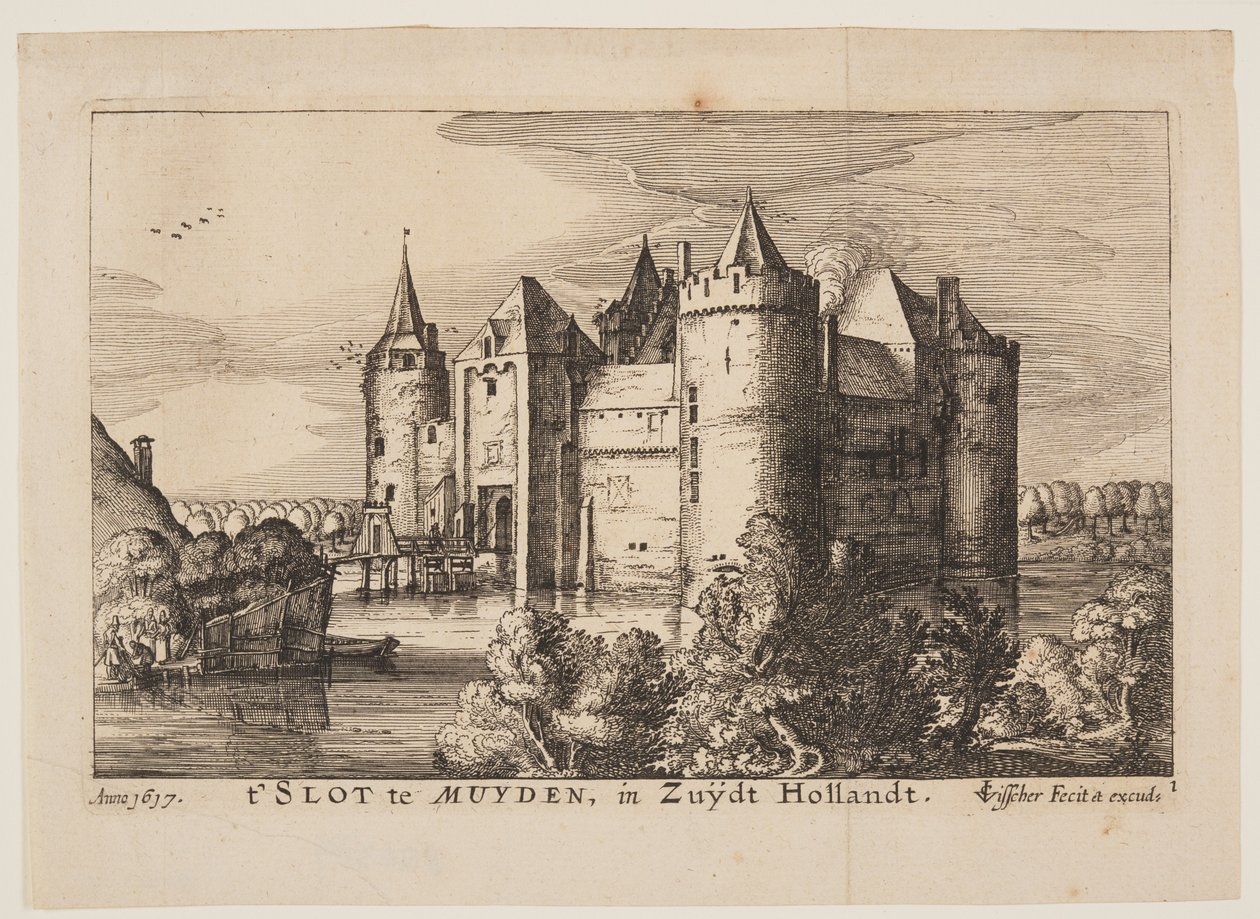 Das Schloss von Muiden (umgekehrt), aus Vier Schlösser in Holland und Utrecht von Claes Jansz. Visscher