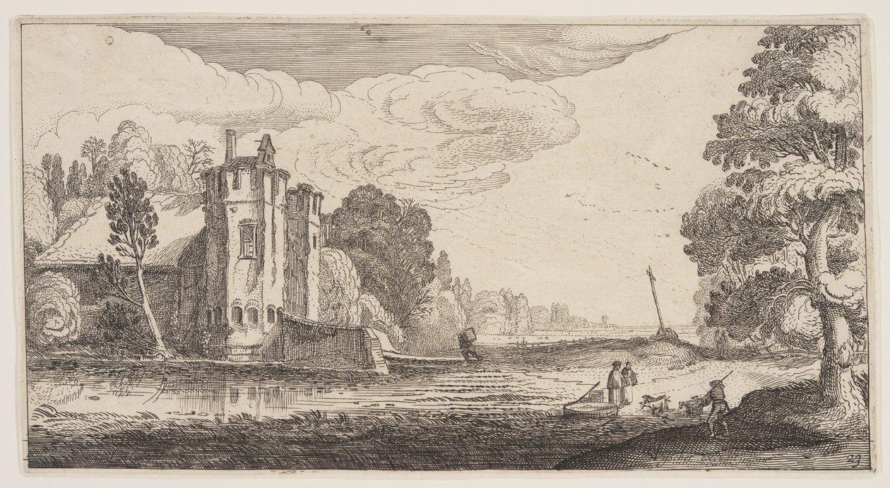 Landhaus mit zwei sechseckigen Türmen, aus Landschaften (Playsante Lantschappen) von Claes Jansz. Visscher II
