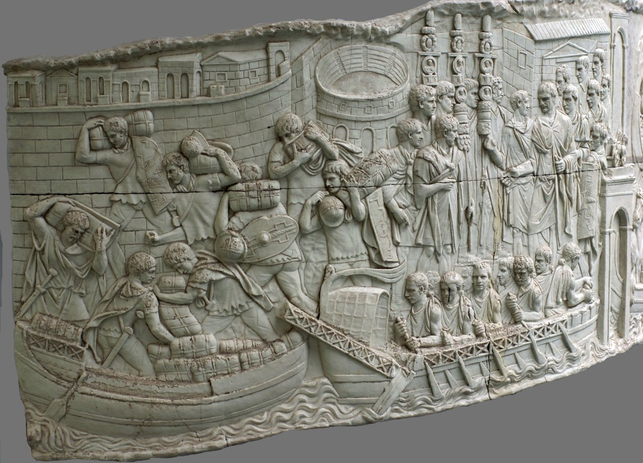 Die römischen Galeeren. Reliefdetail der Trajanssäule, 1.-2. Jahrhundert von Classical Antiquities