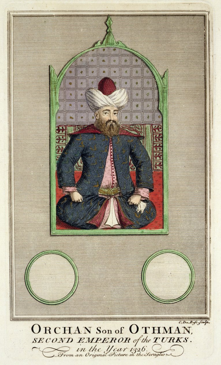Orkhan (ca. 1288-ca. 1362) Sohn von Osman, zweiter Kaiser der Türken im Jahr 1326, nach einem Originalbild im Serail von Claude du Bose