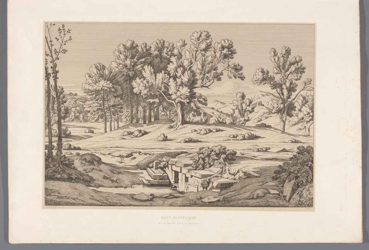 Landschaft mit Blick auf den Berg Pentelikon von Claude Félix Théodore Caruelle d