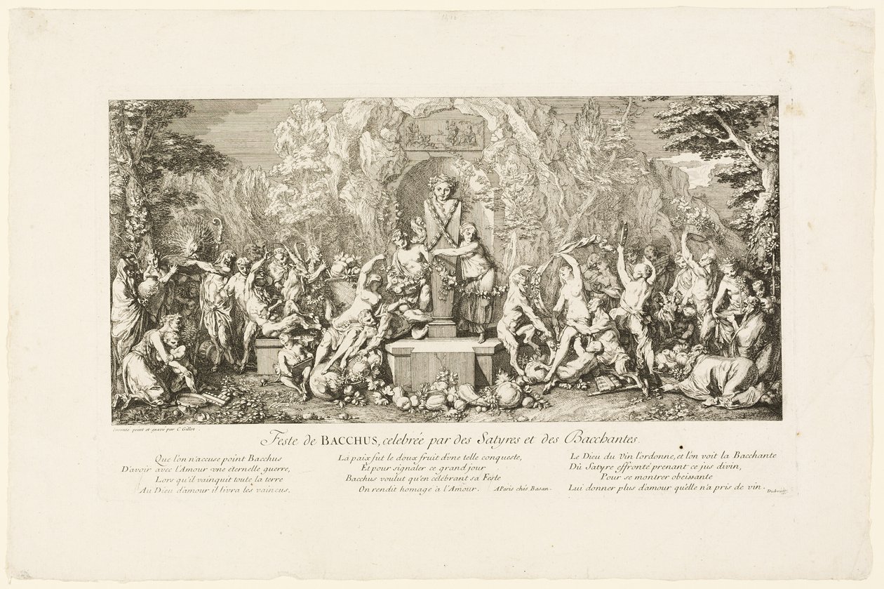 Fest des Bacchus, gefeiert von Satyrn und Bacchantinnen von Claude Gillot