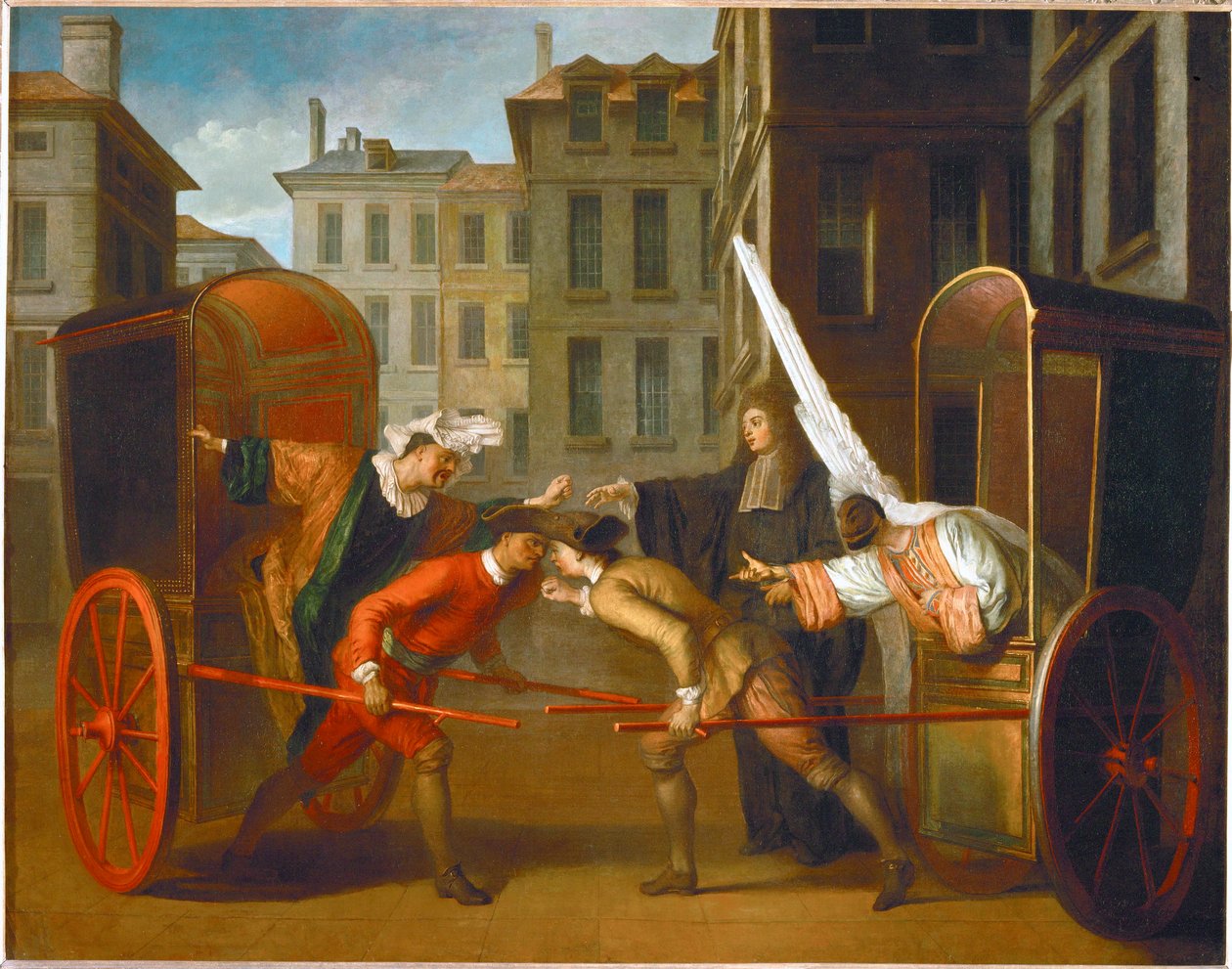 Die zwei Kutschen. Scaramouche und Harlekin von Claude Gillot