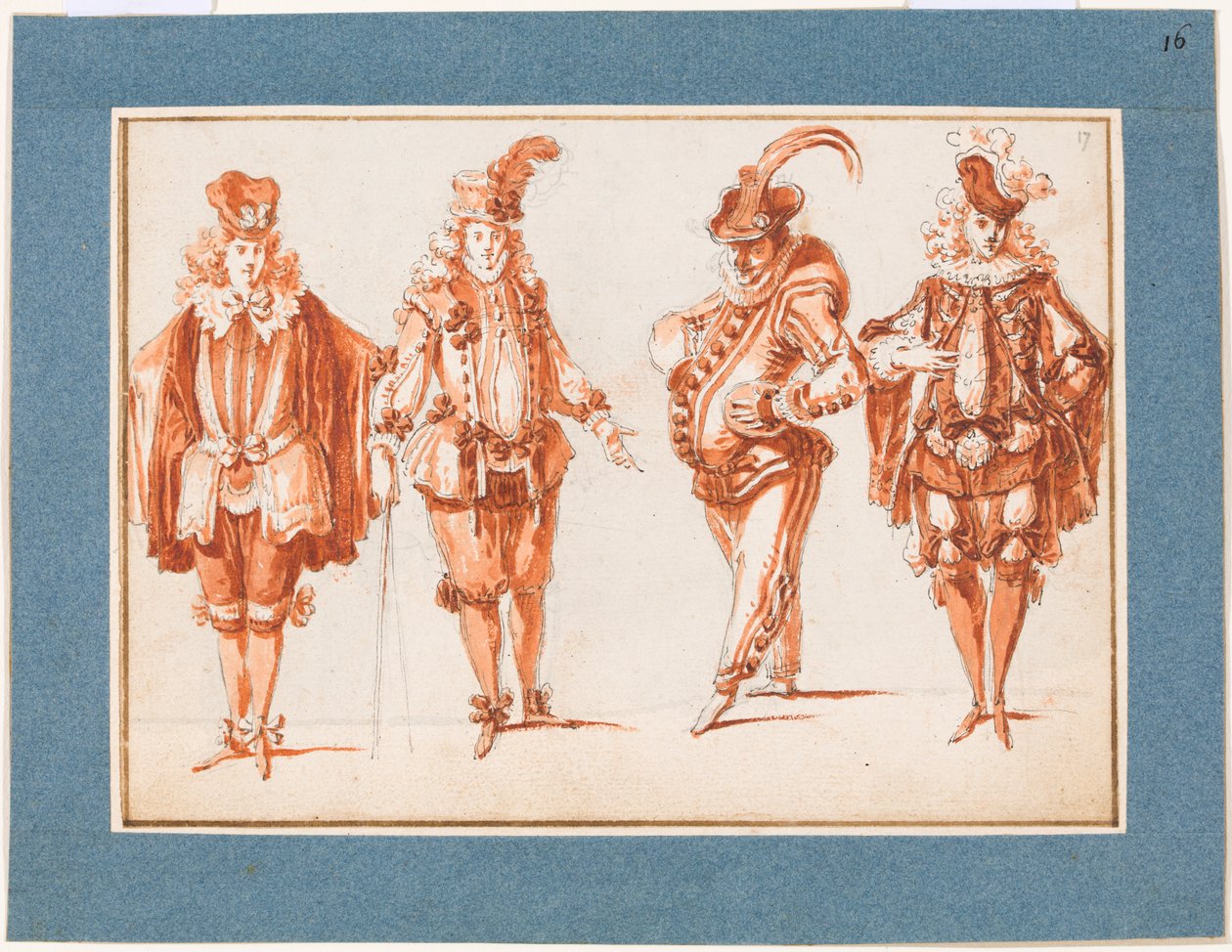 Vier Kostümfiguren von Claude Gillot