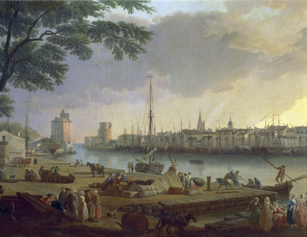 Ansicht des Hafens von La Rochelle, Gemälde von Joseph Vernet (1714-1789), (Detail) von Claude Joseph Vernet
