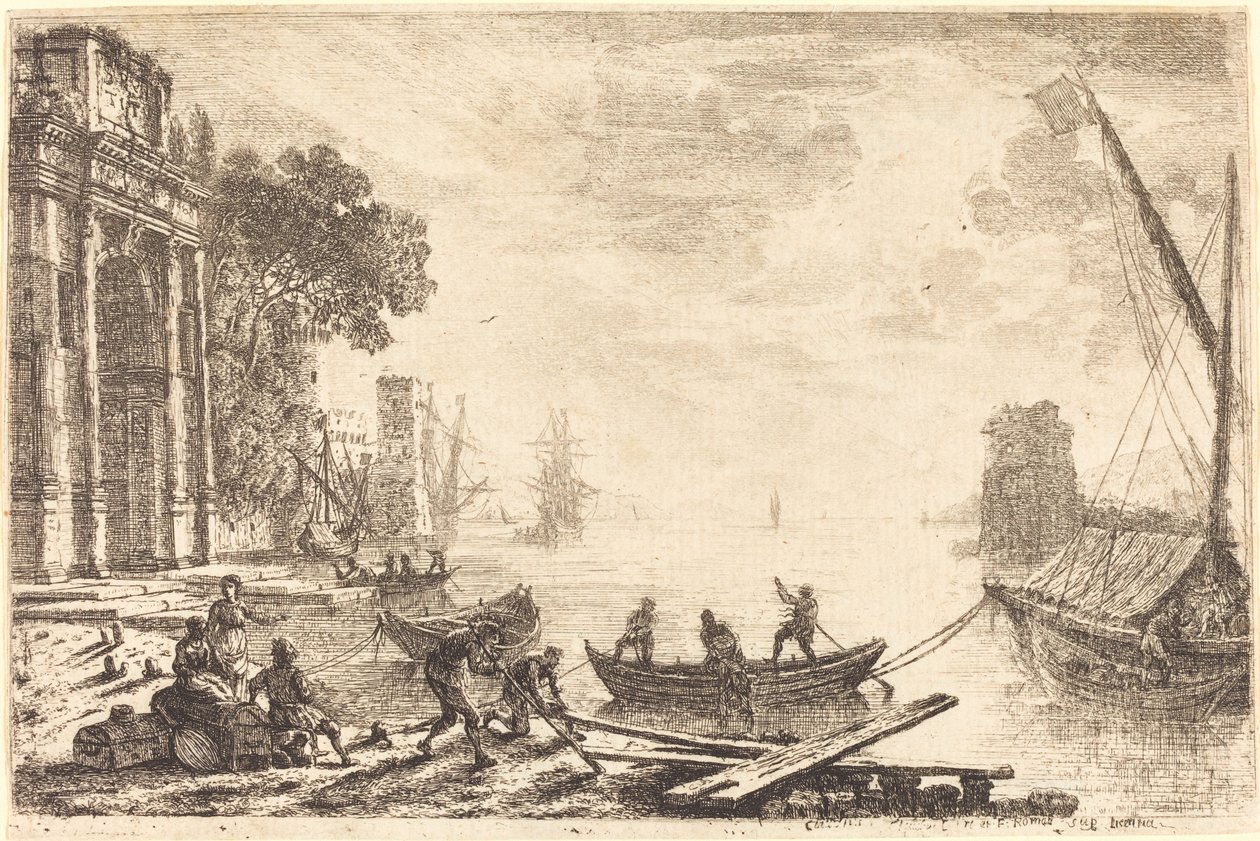 Hafenszene mit aufgehender Sonne (Le soleil levant) von Claude Lorrain