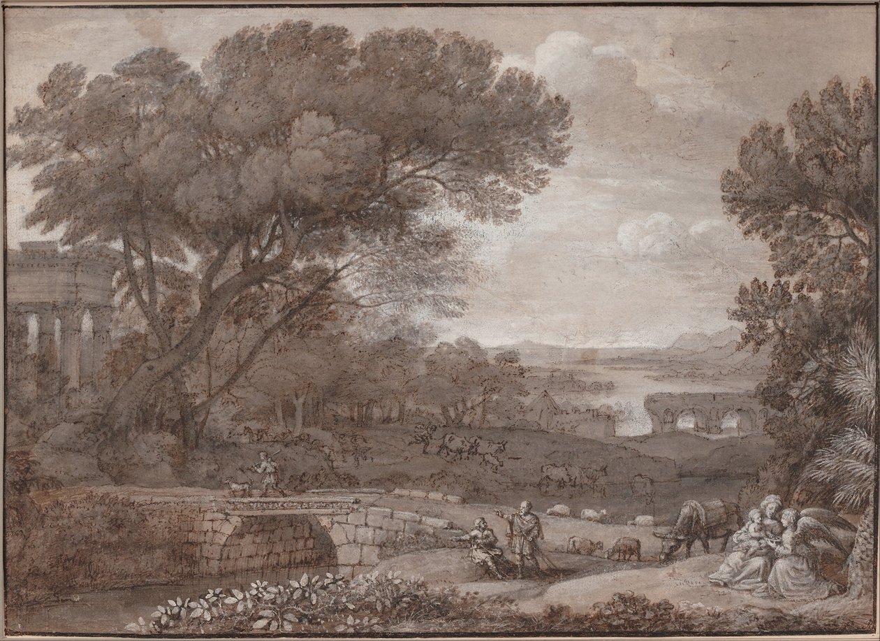 Landschaft mit der Rast auf der Flucht nach Ägypten, 1660 von Claude Lorrain