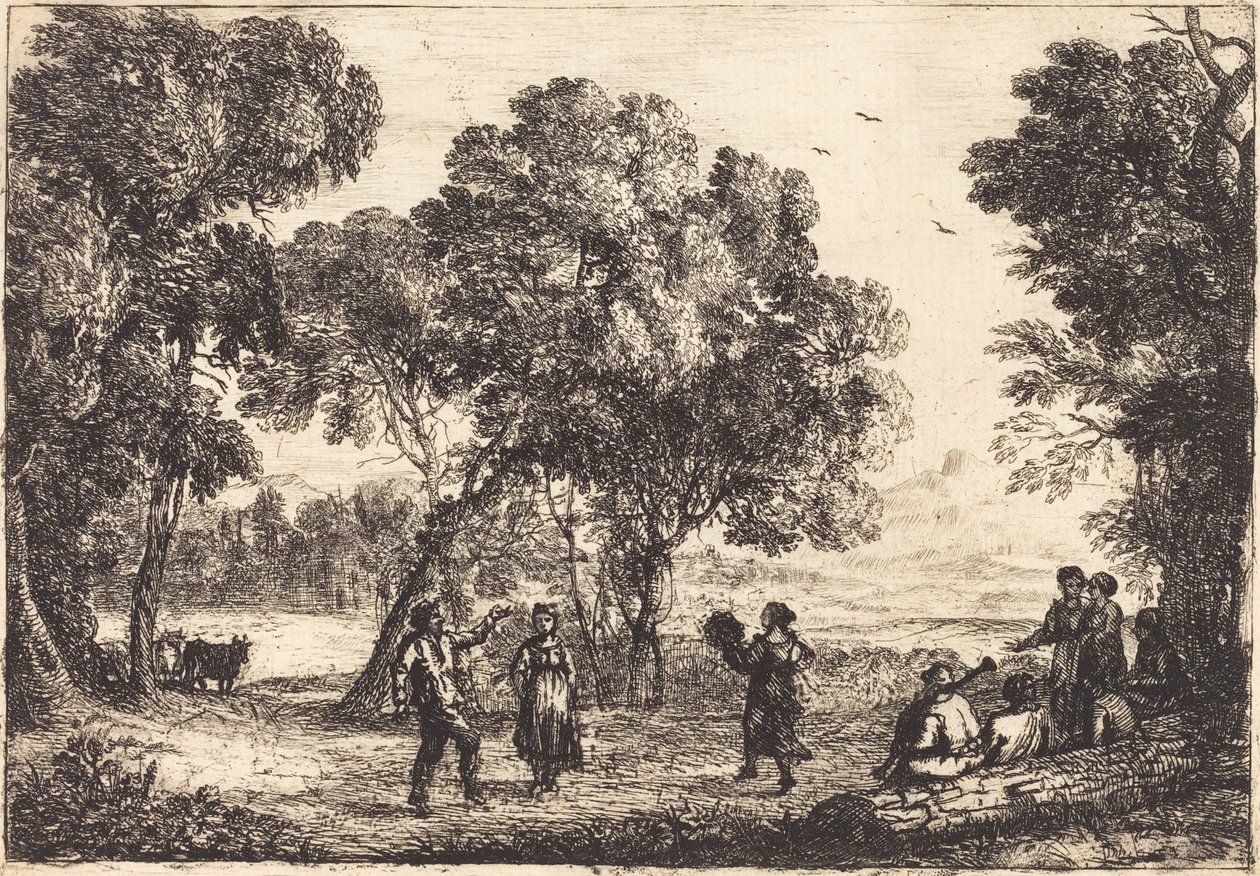 Der Bauerntanz (kleine Platte) von Claude Lorrain