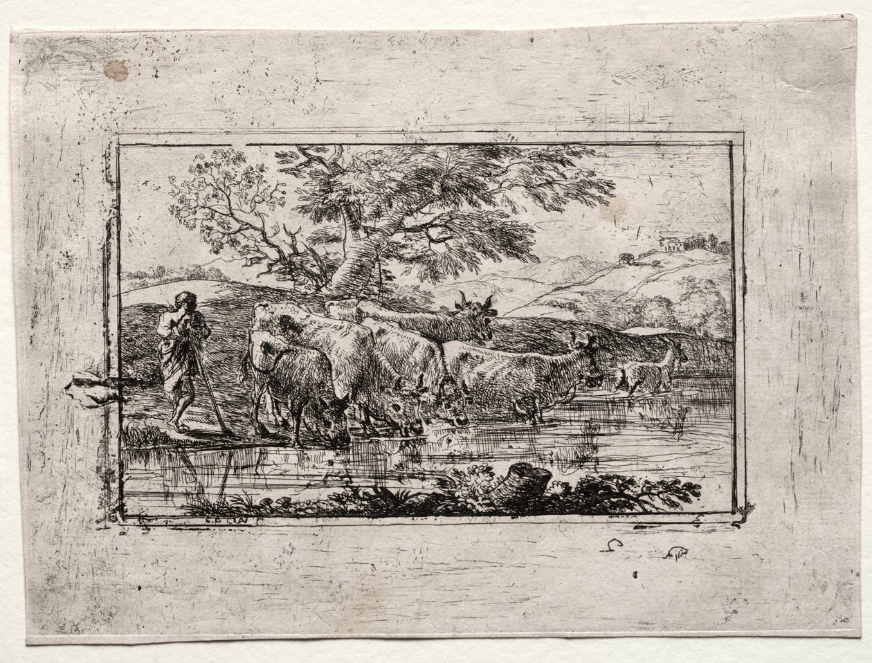 Die Herde am Wasserplatz von Claude Lorrain