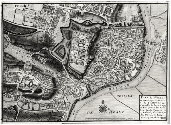 Atlas 131 F fol.8 Karte von Saintes, Hauptstadt von Saintonge, aus Receuil des Plans de Saintonge, 1716 von Claude Masse