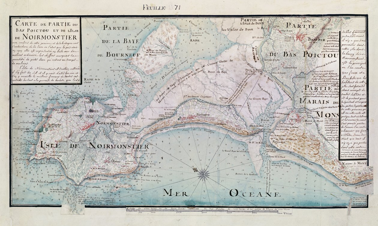 Karte eines Teils von Bas-Poitou und der Île de Noirmoutier, 1703 von Claude Masse