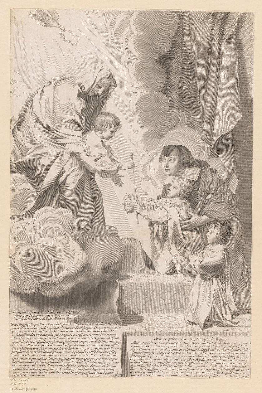 Anna von Österreich übergibt die Regentschaft von Frankreich in die Hände des Christuskindes von Claude Mellan