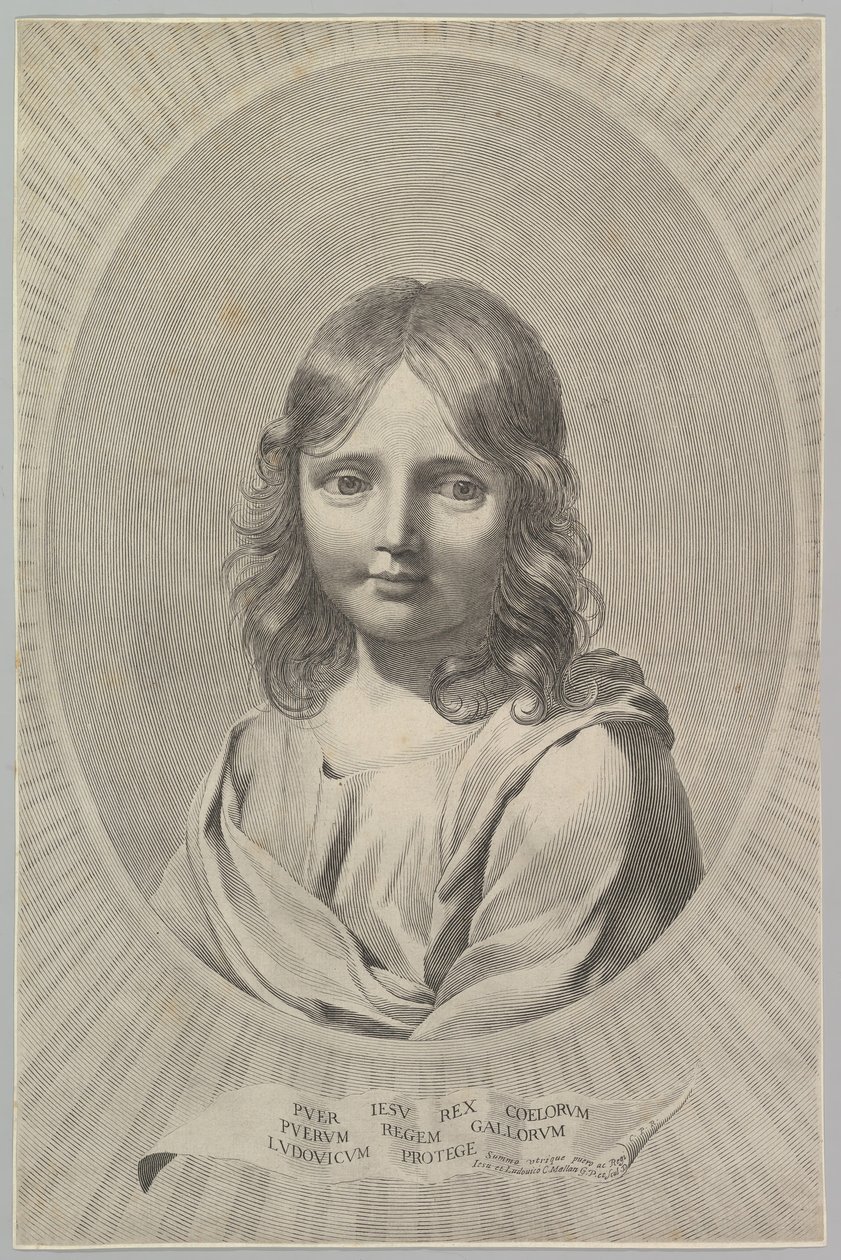 Büste von Jesus als Kind in einem Oval von Claude Mellan