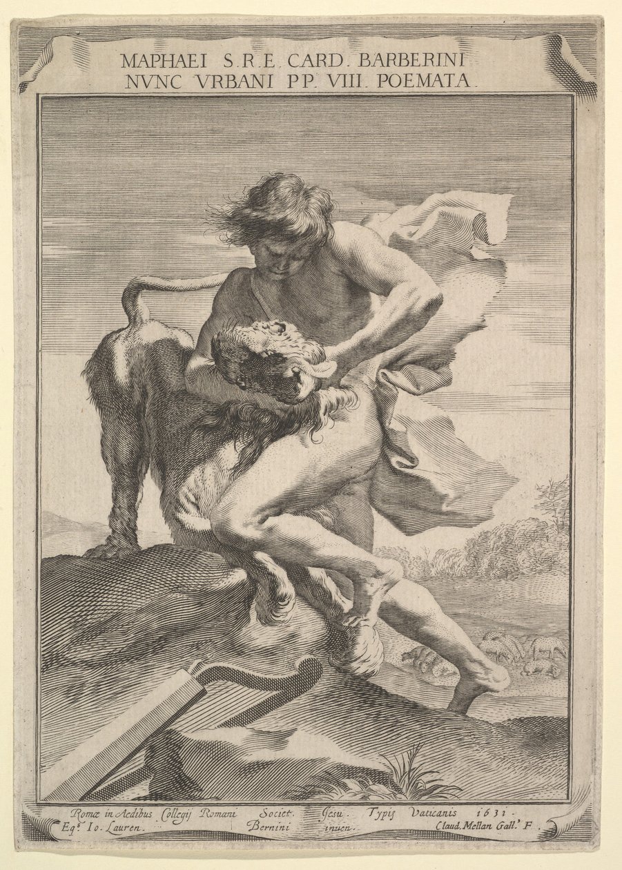 David erwürgt den Löwen, 1631 von Claude Mellan