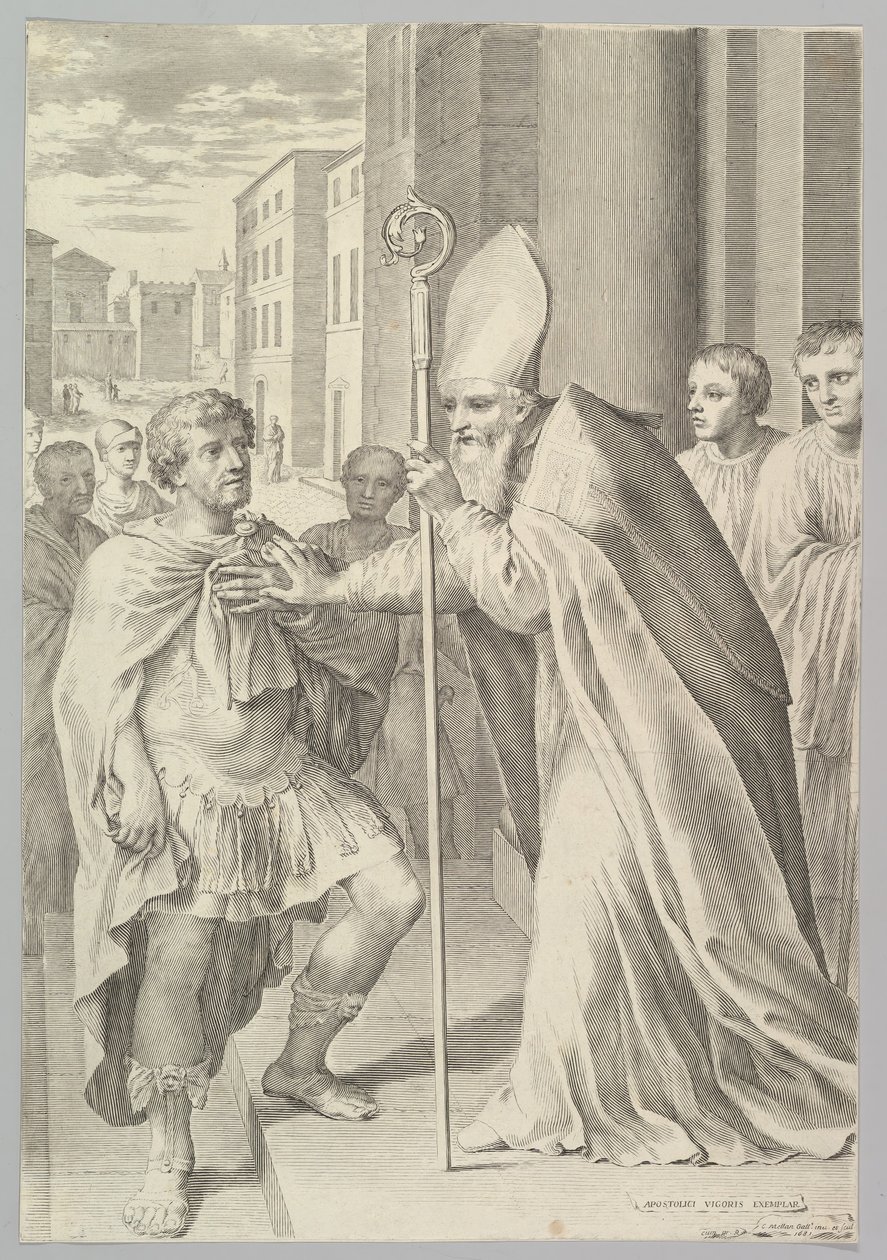 St. Ambrosius, Erzbischof von Mailand, weist Kaiser Theodosius zurück von Claude Mellan