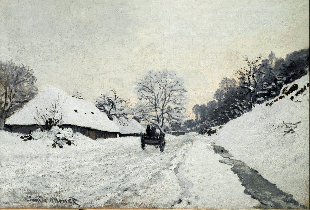 Karren, Straße unter Schnee in Honfleur von Claude Monet