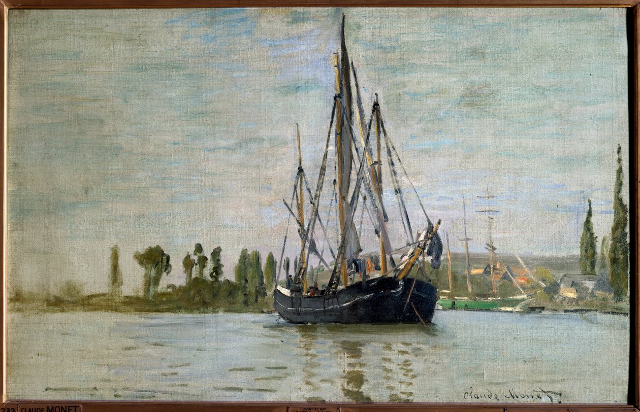 Chasse-Maree vor Anker in der Nähe von Rouen. Gemälde von Claude Monet (1840-1926) 1871 von Claude Monet